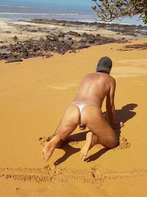 Ladysilva Crossdresser Showing off Her Hot Ass in Panties on the Beach