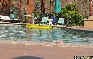 Dakota Payne and Carter Woods fuck under the sun by the pool
