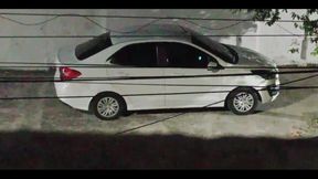 Fucks with Lover in the Car in Front of the House and Comes Back Full of Cum Smiling