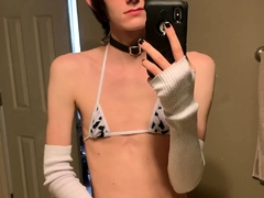 Small tits shemale bonked by 2 horny guys