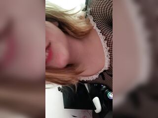 room travel of Karina's cam room in a maid dress