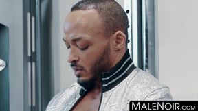 MaleNoir.com - Muscular black hunk Dillon Diaz strokes BBC until he cums hard and thi