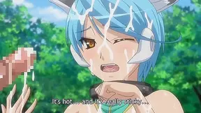 Furry doggirl gets fucked with a big cock down her throat