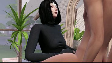 Pale Asian teen gets a messy blowjob in animated 3D