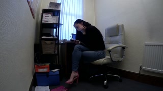 Beautiful Secretary Works From Home in Jeans
