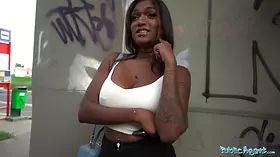 Public agent stunning ebony with fat knocker and tasty ass rails a Big Cock in public place