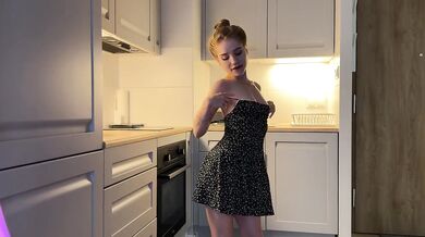 Hot Blonde College Stepsister Teasing Shaved Pussy Fingering