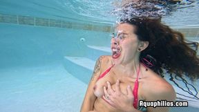 Aquaphilias- Sea Jewel Holds Her Breath Underwater in Bikini Shallow Pool No-Mask Vibrator Orgasms