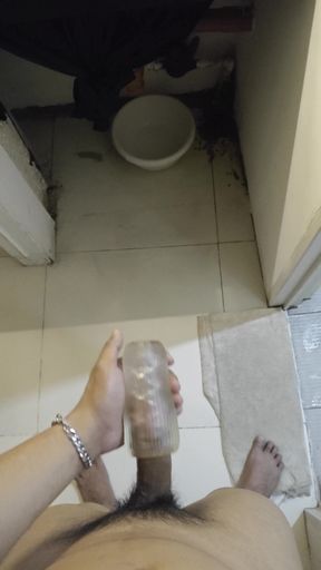 Handsome man enjoys big dick fleshlight solo play