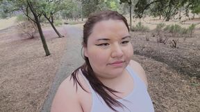(censored - cut - No People Around) I love walking around in public with cum on my face and showing off my huge ass
