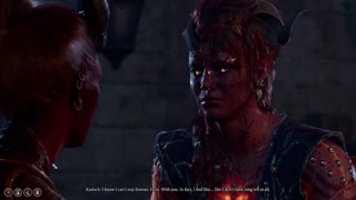 Tiefling and Karlach go on a date (but this time they're half-illithid)