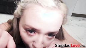 ”Petite teen with an amazing big booty Eva Nyx bends over to be banged by her stepd”