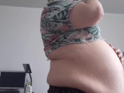 Quick bbw beer chug (belly play with bloated belly)