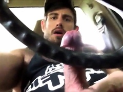 str8 muscle with big blue eyes precum in car 2