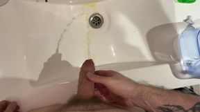 Accidental Golden Shower on My Hand While Pissing in Sink & Cumshots