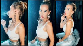 Smoking Eve 120 in Silver pvc leggings