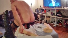 riding big dildo in stocking