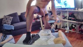 riding big dildo in stocking