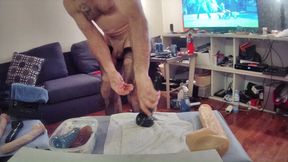 riding big dildo in stocking