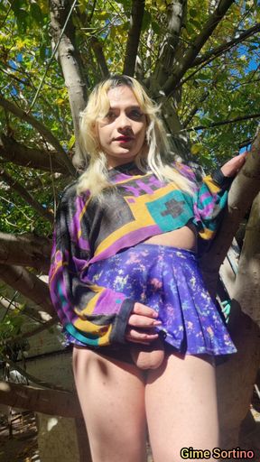 TS Cumshot in the Garden