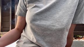 Italian Big Tits Smoking Outdoor