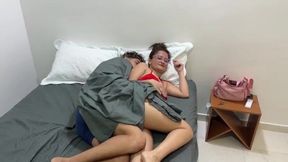 Stepbrother Fulfills His Wild Fantasy in a Hotel Room with His Curvy MILF Stepmom!