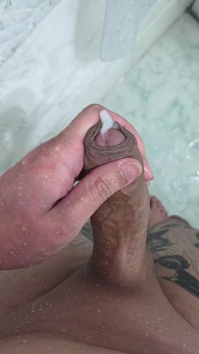 A Horny Young Man Cums in the Shower