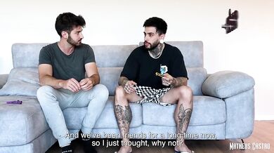 French morena with big ass double stuffed by two hung friends