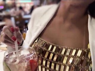 After the bar, the debauchery ran wild with the cuckold sucking and the slut getting a load in her butt.