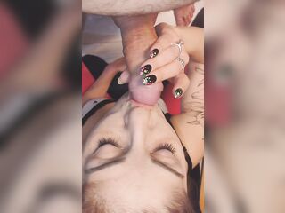 The most good oral-sex, a big amount of cum on my face and throat.