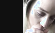 blowjob close up pov view of sensual  blowjob bj with cum on pretty face creampie