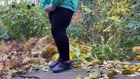 Hot Mature Woman in Leggings Pees Standing Doggystyle