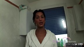 Giant Schlong Stuffing: Big-Titted T-Girl Blows Load on Guy`s Face!