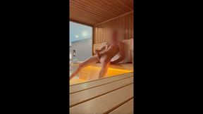 Jerking off in the glass box everyone can watch me I do everything WET with my fat COCK