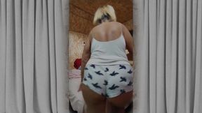 Hot Housewife Lukerya. Winter Morning Over a Cup of Coffee.