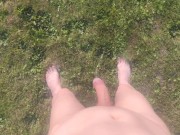 Femboy pissing naked POV