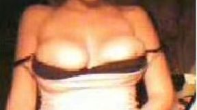 My cute girl shows her tits on webcam when she is horny