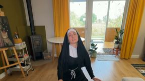 A Nun Is Fucking Her Holy Cunt with a Giant Dildo