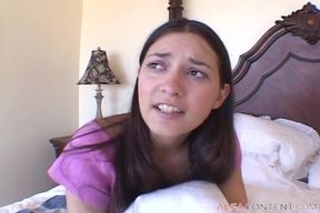 Hot young babe gets fucked rough with big cock