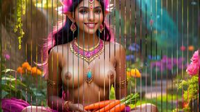 Beautiful Big Breasted Nude Indian Elf Girl with Carrot Again