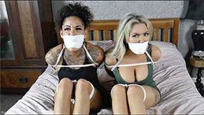 Demi & Phoenix in: Sophisticated PartyGirl Cheats Held Up at Demi's Pad, Tied Up & Piped Down With Sock Rolls, Struggle Most Aggressively! (WMV)