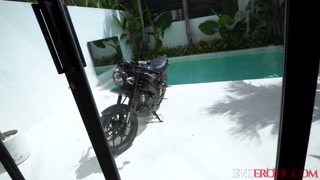 EVIL EROTIC Cute Asian Babe With Big Ass Fucked On A Motorcycle