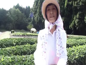 Mature woman with big boobs runs tea plantation and shows off