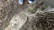 Making socks dirty in slides - used socks and slides and uncut soft cock