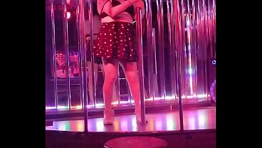 Tgirl pornstar Nikki Montero at the nightclub topless for str8 customers