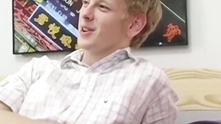 Blond twink Sky Sylvanus plays his dick and jerks off solo