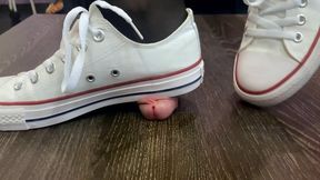 Cock trampling and orgasm with sneakers (small4phone)
