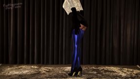 889 Layered Blue Spandex Stockings and Black Cdr Pantyhose