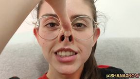 fetish nose pinching nostrils face fetish teeth eyeglasses