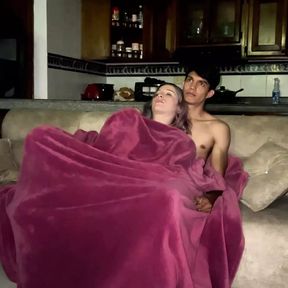 TEENAGE STEPBROTHERS START WATCHING A MOVIE BUT FUCKING AND END UP CUMMING INSIDE